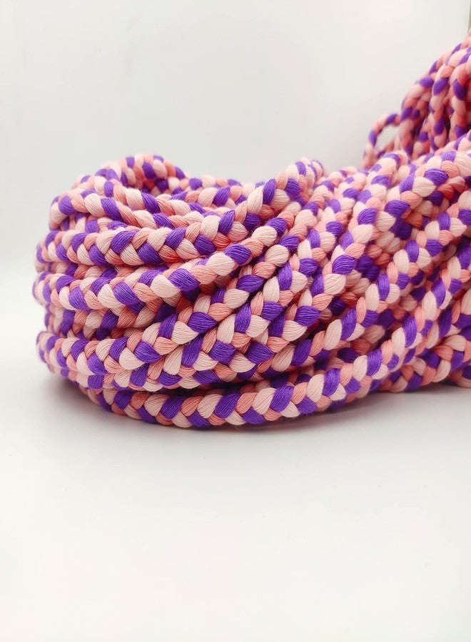 BOBBINY | Braided Choti Macrame Cotton Thread for Macrame DIY, Garments, Crafting and Other Projects | Peach, Baby Pink, Purple | 10mm,10Mtr, 1 count - Image 1